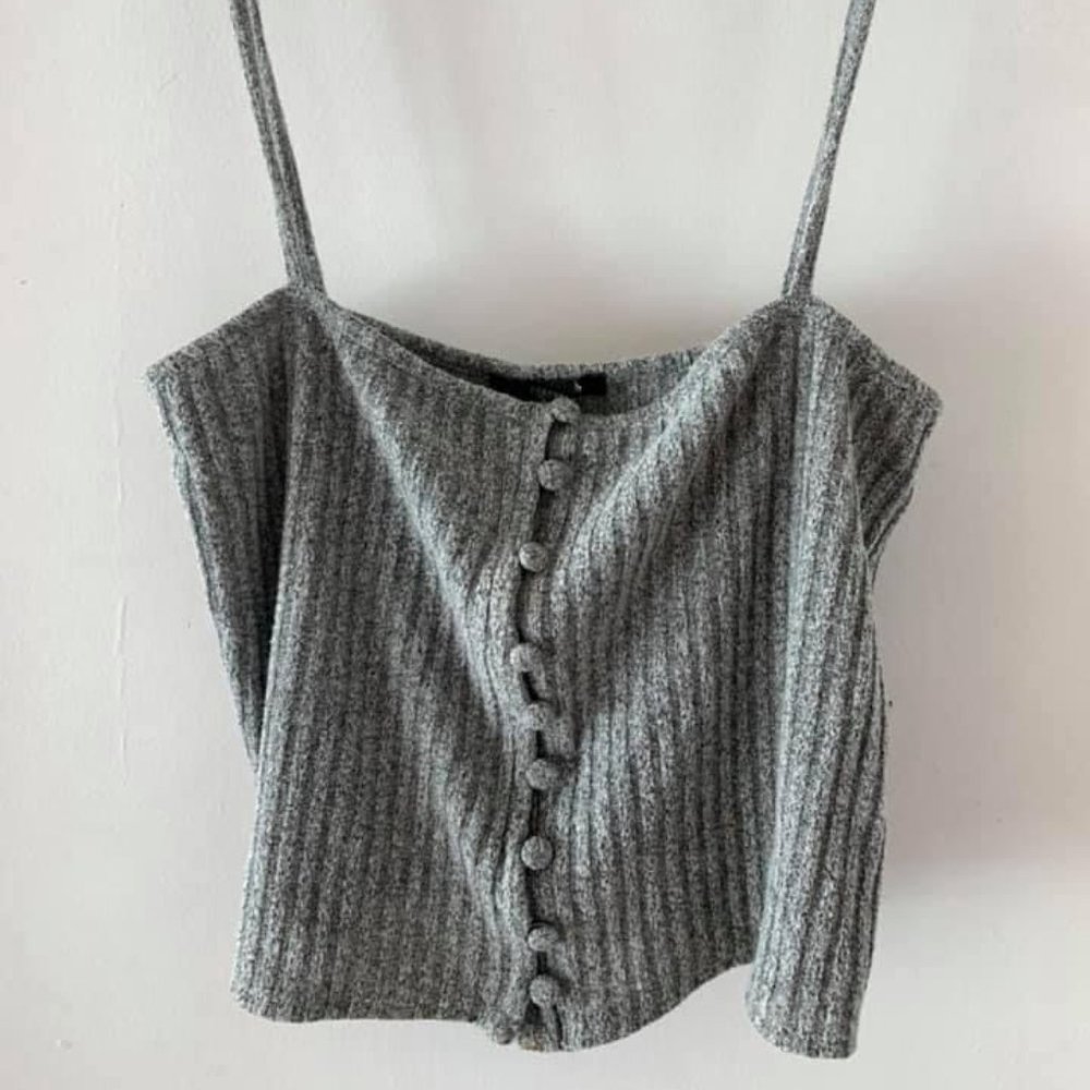 Forever 21 Gray Button Tank Top